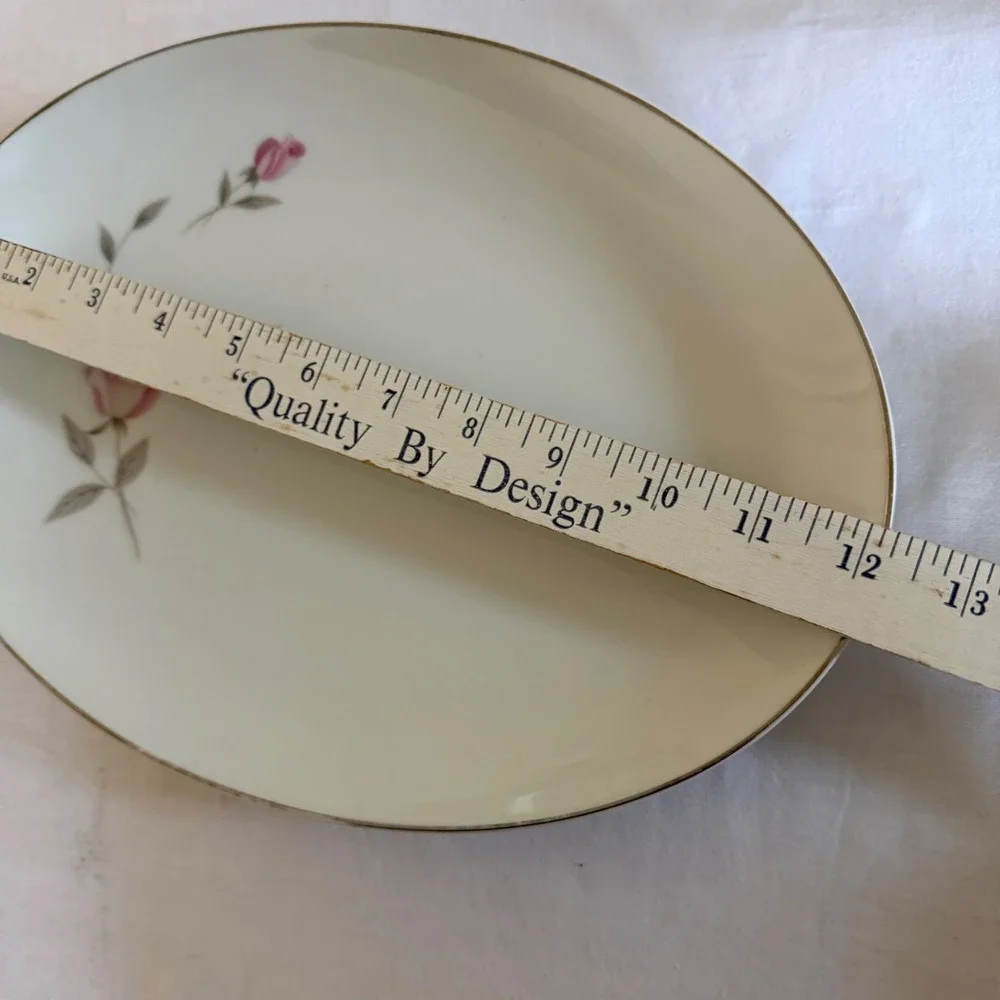 Gambles Argent Rose Fine China Serving Platter 12x9 Floral Japan Cottagecore